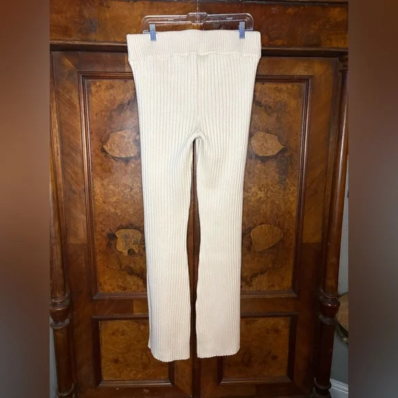 NWT GUIZIO- Thalia Rib Lounge Pants in Color Ivory. Size L - Picture 5 of 9